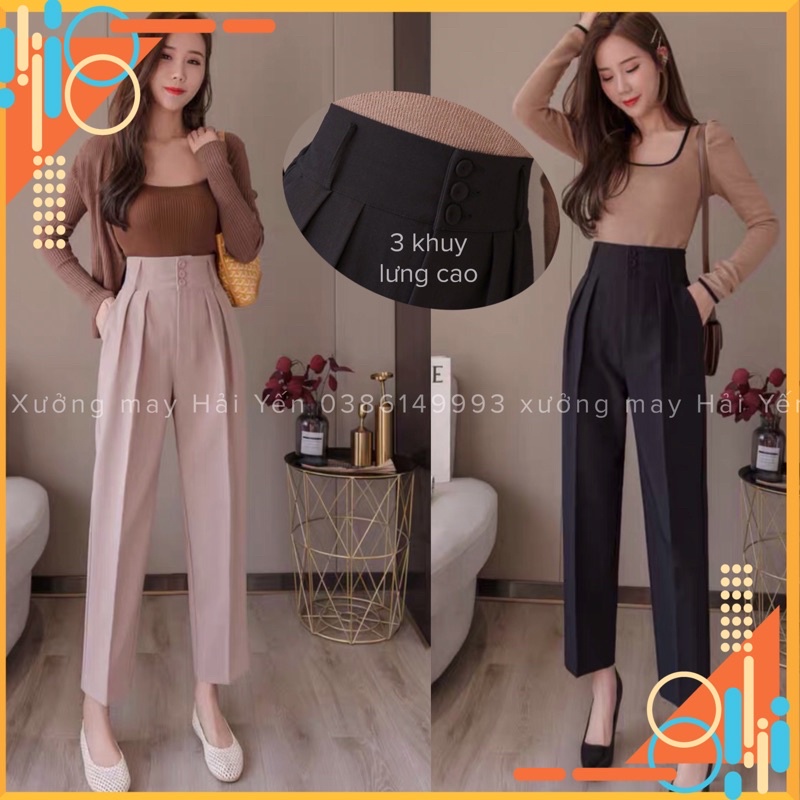 [Sale ⚡️⚡️ 50%] Quần baggy cạp 3khuy lưng siêu cao mã 202