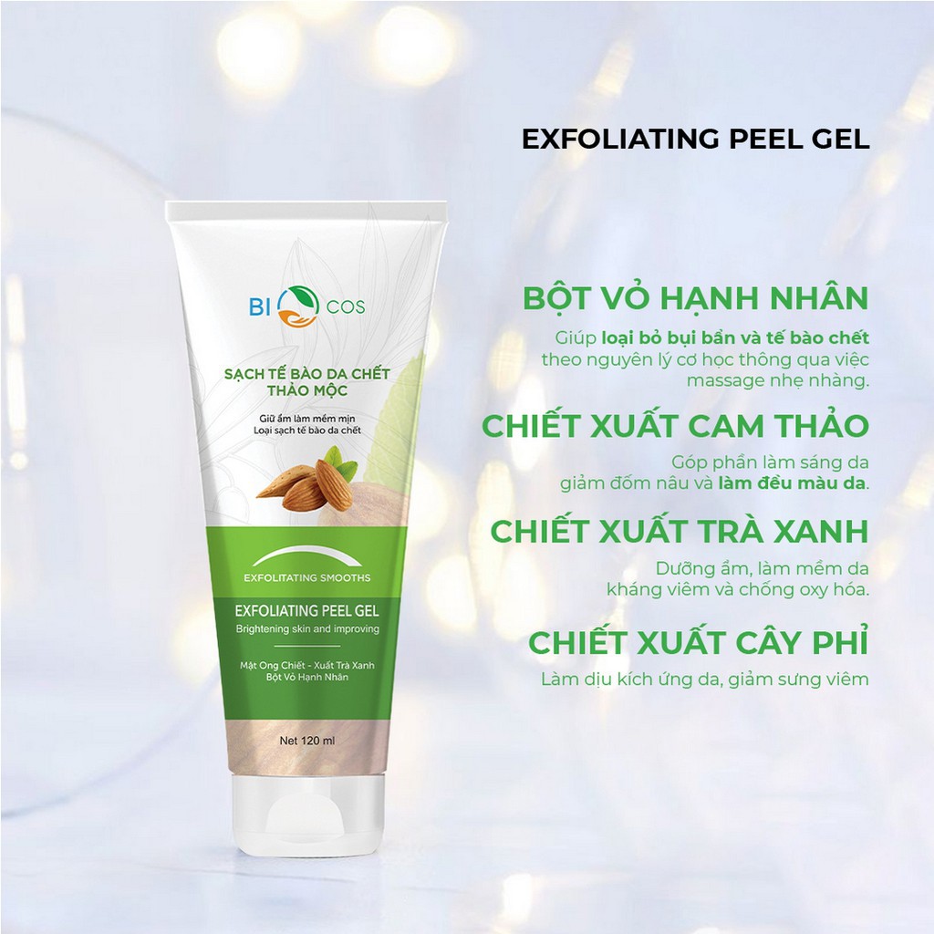 [Chính hãng] Tẩy Da Chết Thảo Mộc BIOCOS 120ml - Exfoliating Peel Gel Sạch Da, Dưỡng Ẩm, Sáng Mịn | BigBuy360 - bigbuy360.vn