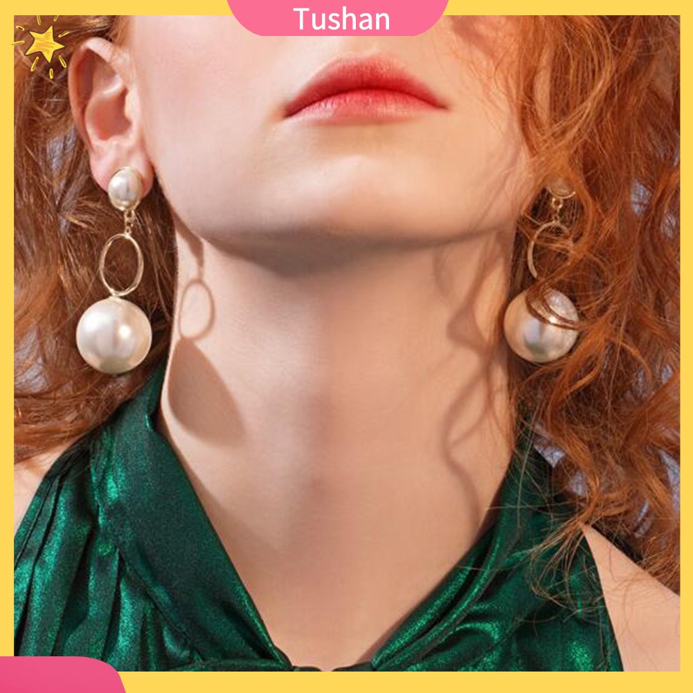 Đôi Bông Tai Dáng Dài Phối Ngọc Trai Nhân Tạo Thời Trang Cho Nữ