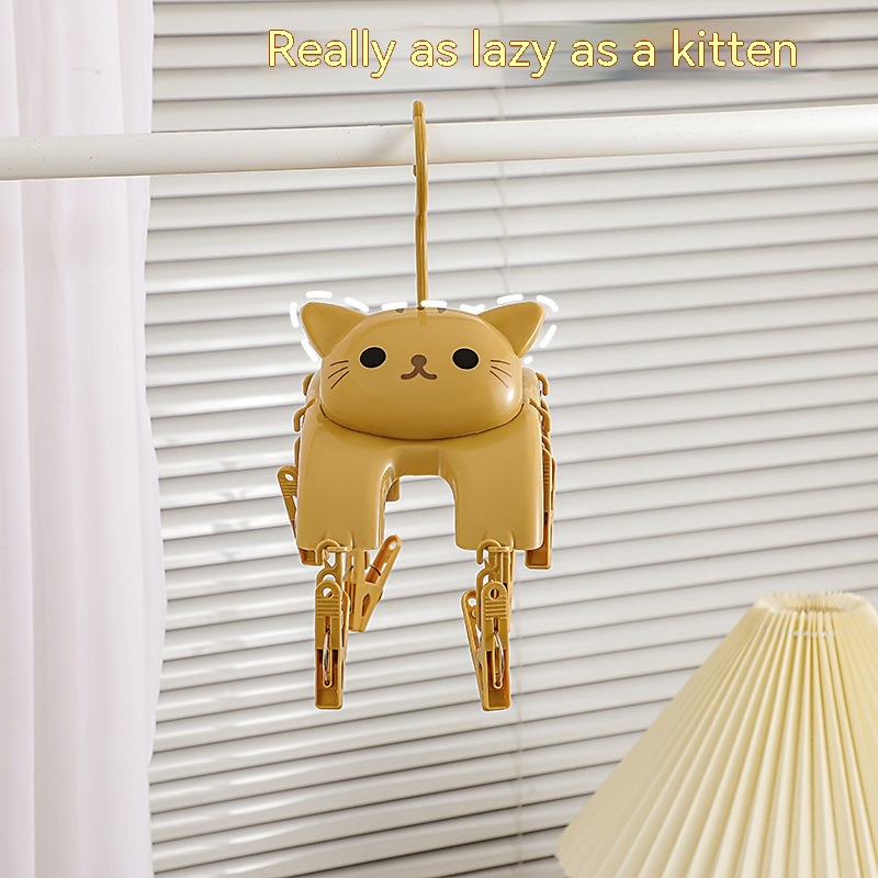 Móc Treo Đồ 10 Kẹp Phơi Khô Đa Năng Hình Mèo Dễ Thương