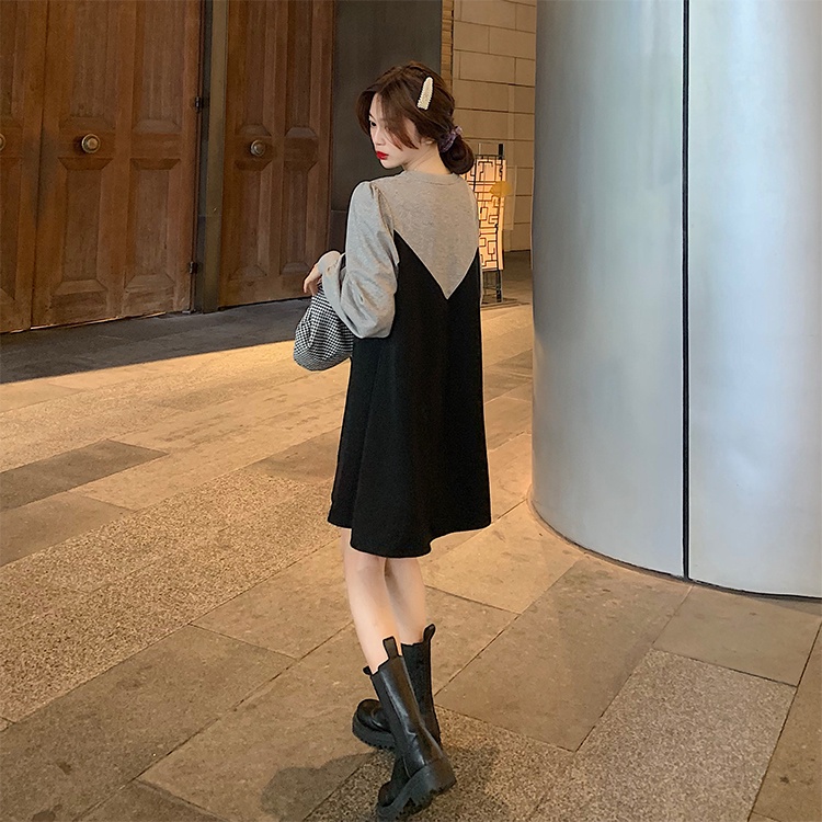 Đầm SUXI tay dài cổ tròn phong cách thu đông thời trang cho nữ