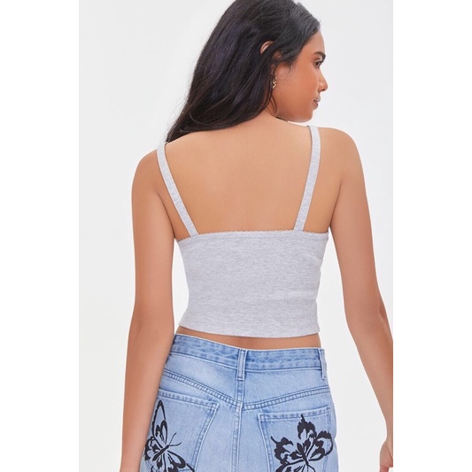 Áo Croptop FOREVER21 hai dây thun gân xuất xịn