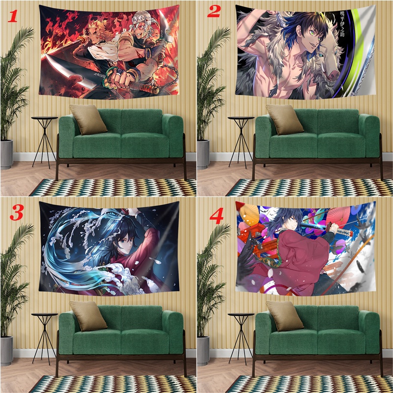 Thảm Treo Tường Trang Trí In Hình Anime Demon Slayer Chất Liệu Polyester