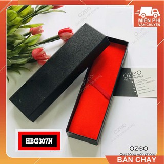Hộp giấy đen lót vải đỏ nắp rời đựng bút sang trọng hbg307n - ozeo.vn