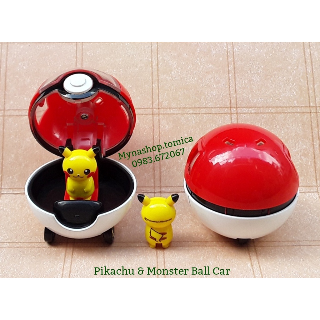 Đồ chơi mô hình tĩnh xe tomica không hộp, P i k a c h u & Monster Ball Car