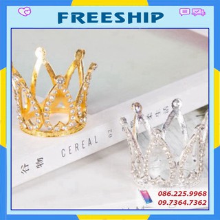 Trang trí bánh 💖FREESHIP💖 Vương miện đính đá size nhỏ trang trí bánh sinh nhật - Phụ kiện trang trí bánh kem
