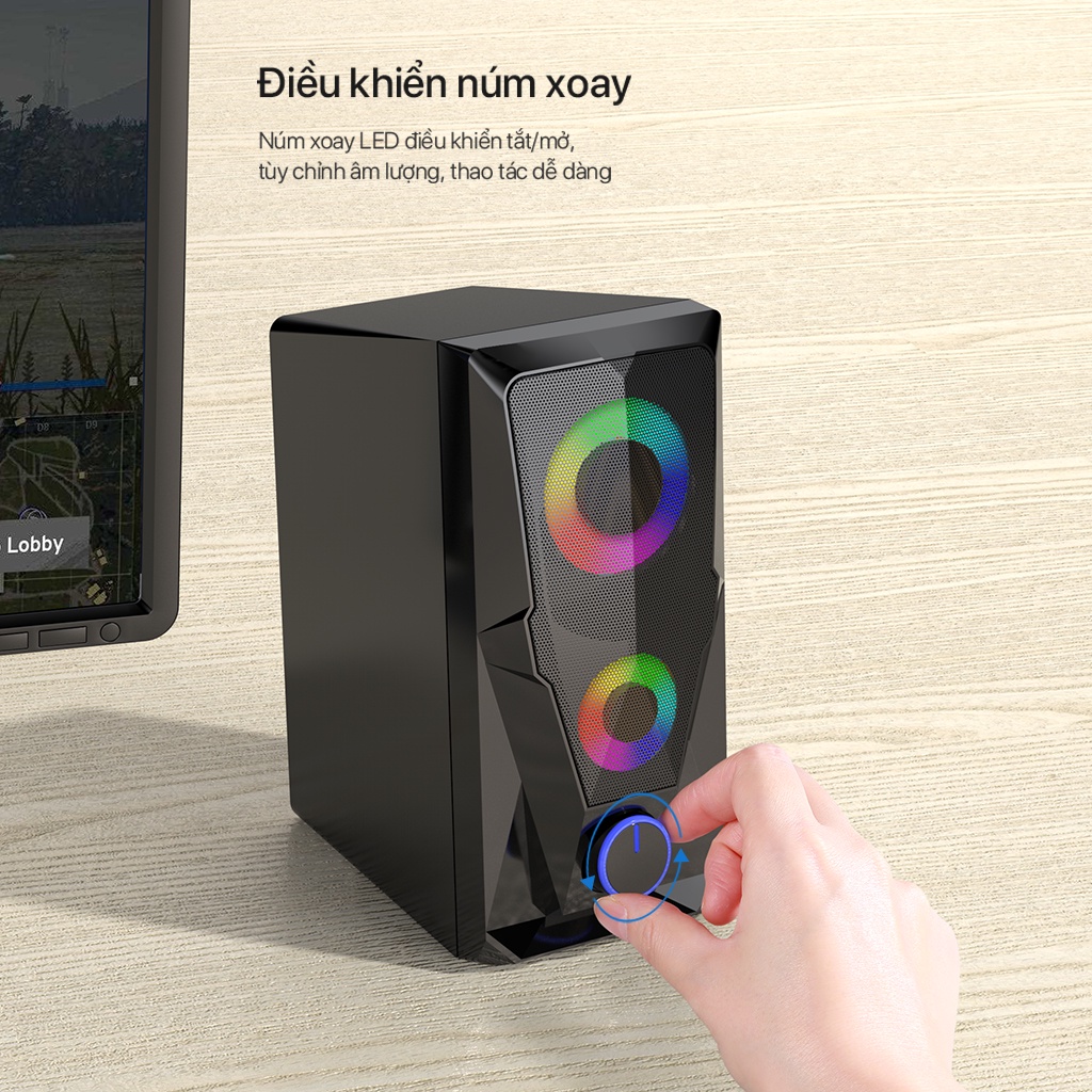 Loa Máy Tính Gaming ROBOT RS200 Hiệu Ứng Đèn LED Âm Thanh HD Chất Lượng Cao Bảo Hành Chính Hãng 12 Tháng