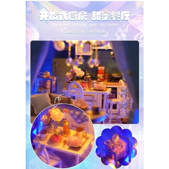 (Tặng keo sữa,đèn)Mô hình căn nhà dưới đáy biển búp bê đồ chơi diy doll house bé tự lắp TW39