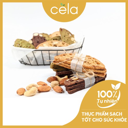 Bánh biscotti ăn kiêng nguyên cám 100%, 1 túi mix 3 vị matcha, socola, nguyên vị | BigBuy360 - bigbuy360.vn