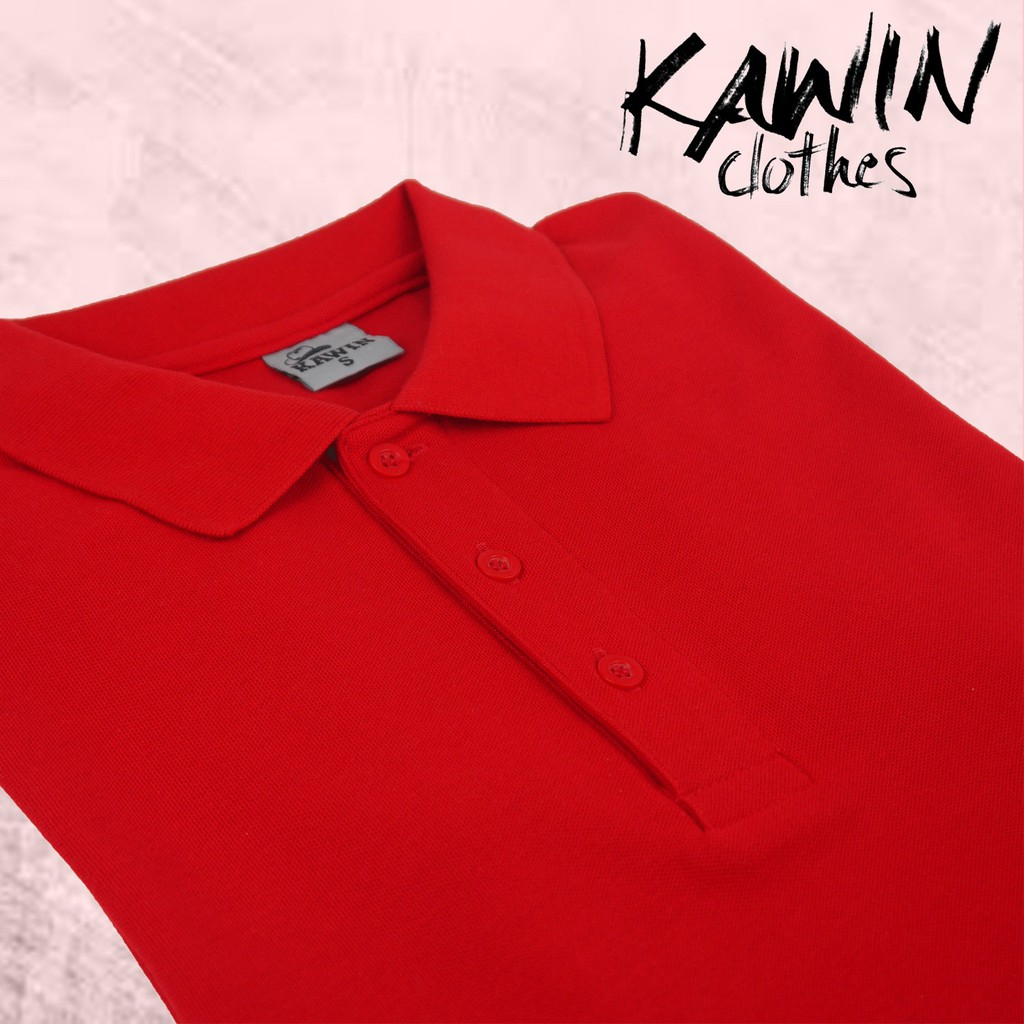 Áo Polo KAWIN Nam / Nữ Vải Mềm Màu Đỏ Rất Thoải Mái Khi Mặc