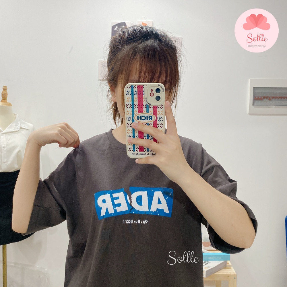 Áo thun tay lỡ Unisex oversize in hình ADER, áo phông ngắn tay form rộng cotton đẹp Hàn Quốc Sollle
