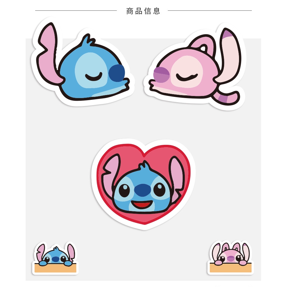 Sticker Set 40 Miếng Dán Hoạt Hình Lilo Stitch Dễ Thương Trang Trí Đa Năng