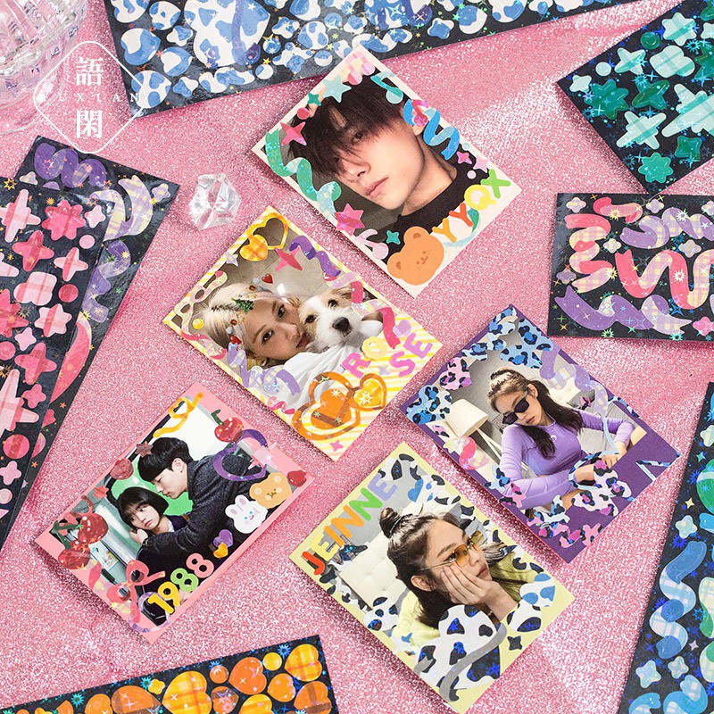 Sticker Hologram Confetti Toploader Ruy Băng 2 Tấm  Hình Dán MINI VER Ribbon Trang Trí Sổ Polaroid Kpop BTS BlackPink