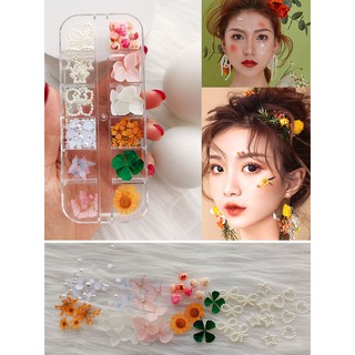 SET HOA KHÔ, ĐÁ, NHŨ LẤP LÁNH MIX DÁN MẶT, ĐÍNH MẶT TRANG ĐIỂM, PHỤ KIỆN MAKEUP MÃ 2002