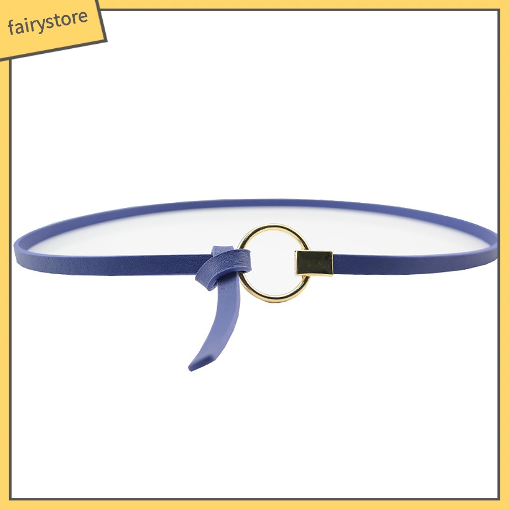 Thắt lưng da PU khóa tròn bằng kim loại cho nữ