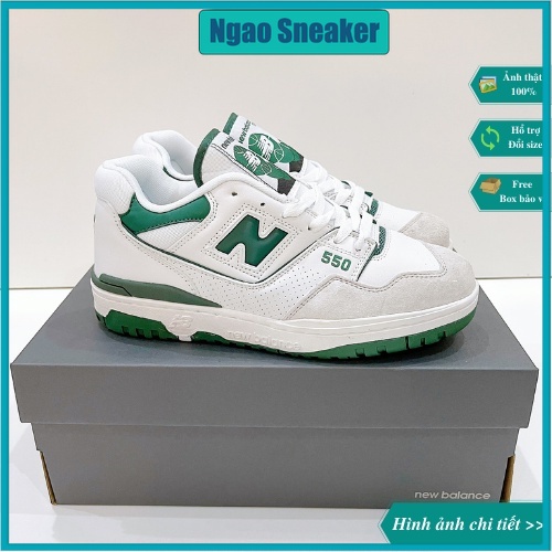 [NgaoSneaker] Giày sneaker New Balance 550 White Green - NB 550 Trắng Xanh Fullbox