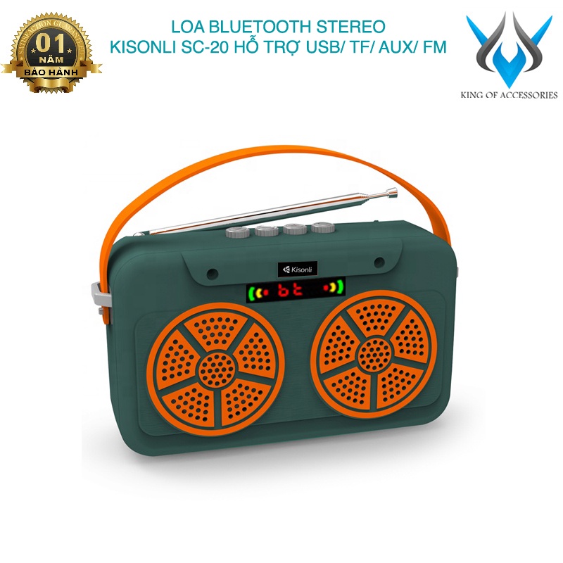 Loa bluetooth stereo Kisonli SC-20 siêu trâu - hỗ trợ FM/ AUX/ TF/ USB (nhiều màu) Phụ kiện 1986