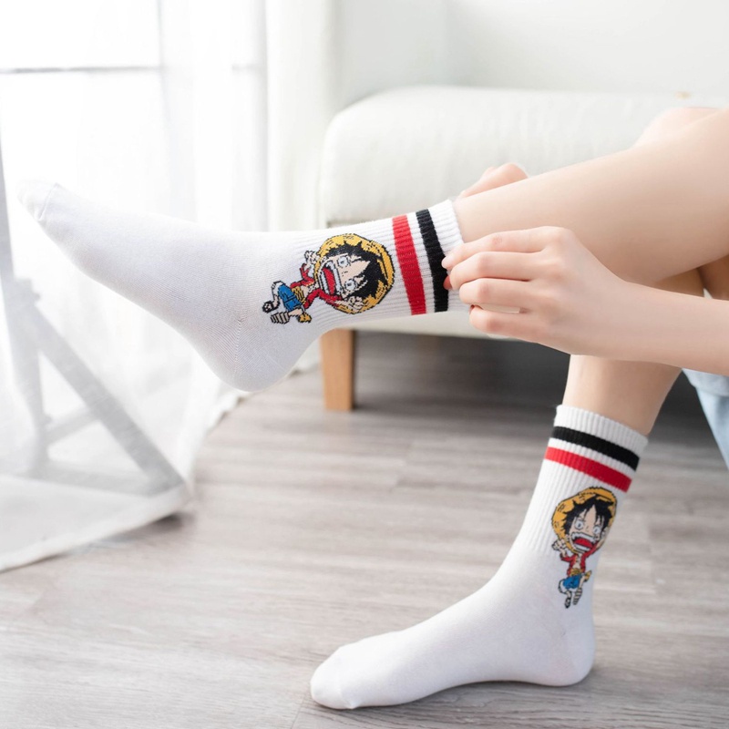 flowersqueen Vớ cotton in hình anime One Piece thời trang