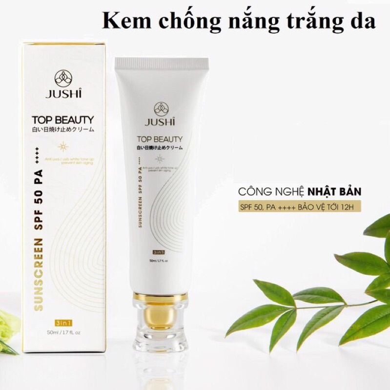 Kem chống nắng dưỡng ẩm nhau thai cừu nâng tông trắng sáng chính hãng Jushi Top Beauty Nhật Bản 50ml | BigBuy360 - bigbuy360.vn