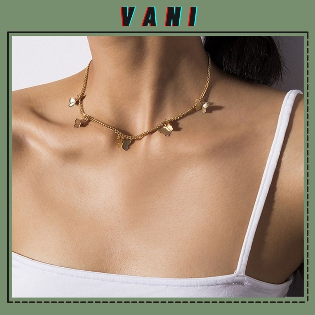 Choker Dây Chuyền Xích Nhiễn Nhỏ Hình 5 Con Bướm Kiểu Mới Cực Xinh - Vani Store [TS000360-O3]