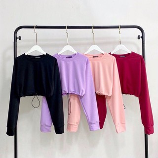 Áo croptop tay dài bo eo