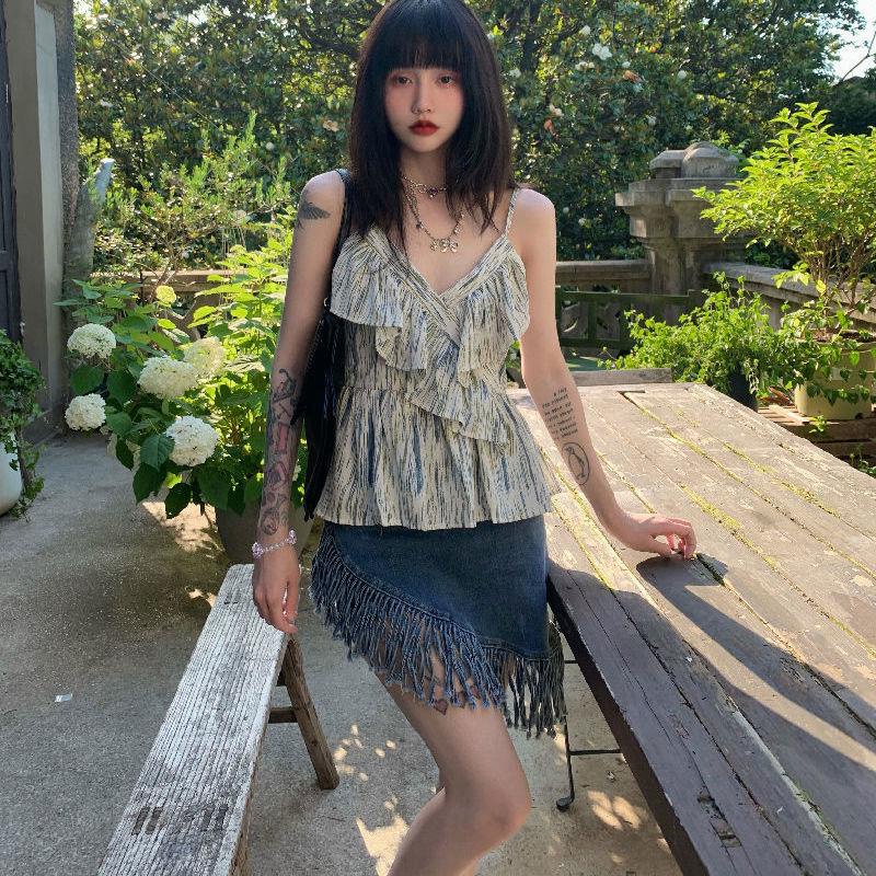 Chân Váy Denim Lưng Cao Phong Cách Mới 2022 Cho Nữ