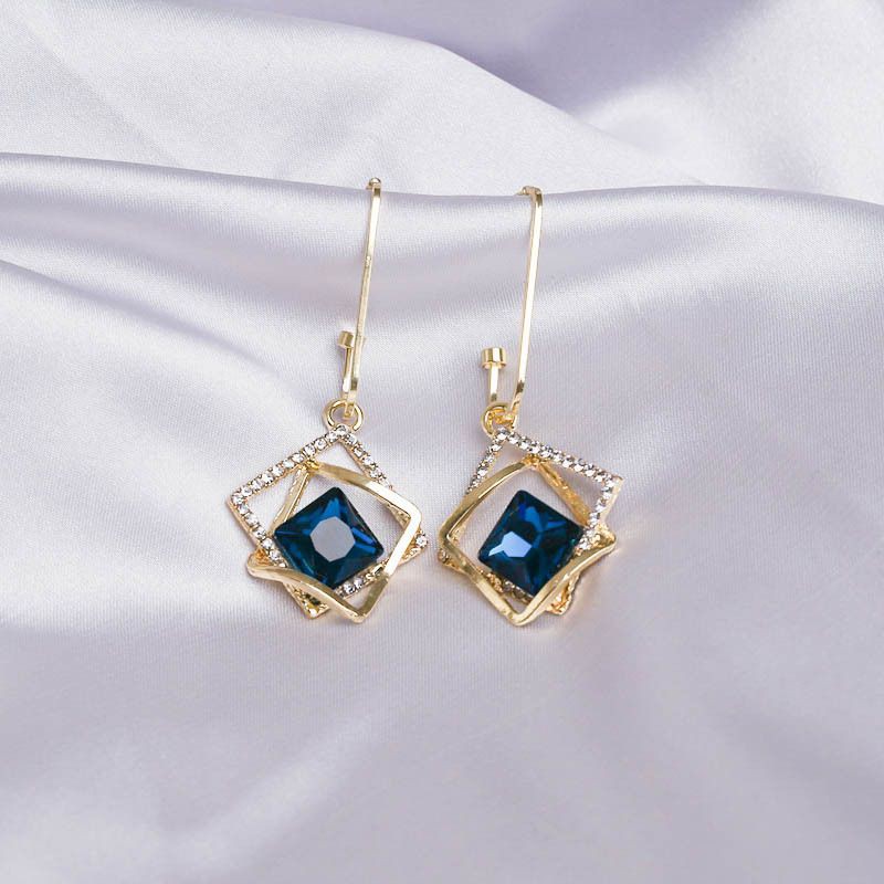 Khuyên tai bạc S925 - Bông tai nữ đã giác đính đá xanh lục lấp lánh sang trọng cao cấp ZaZa.accessories KT8064