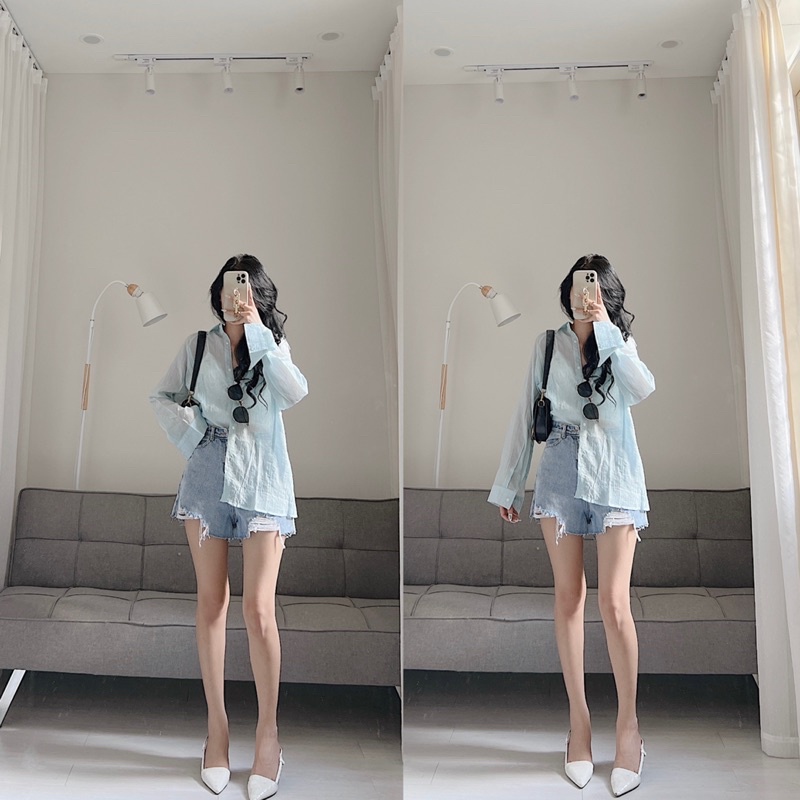 Áo sơ mi gập ly mỏng mát Samhyewear