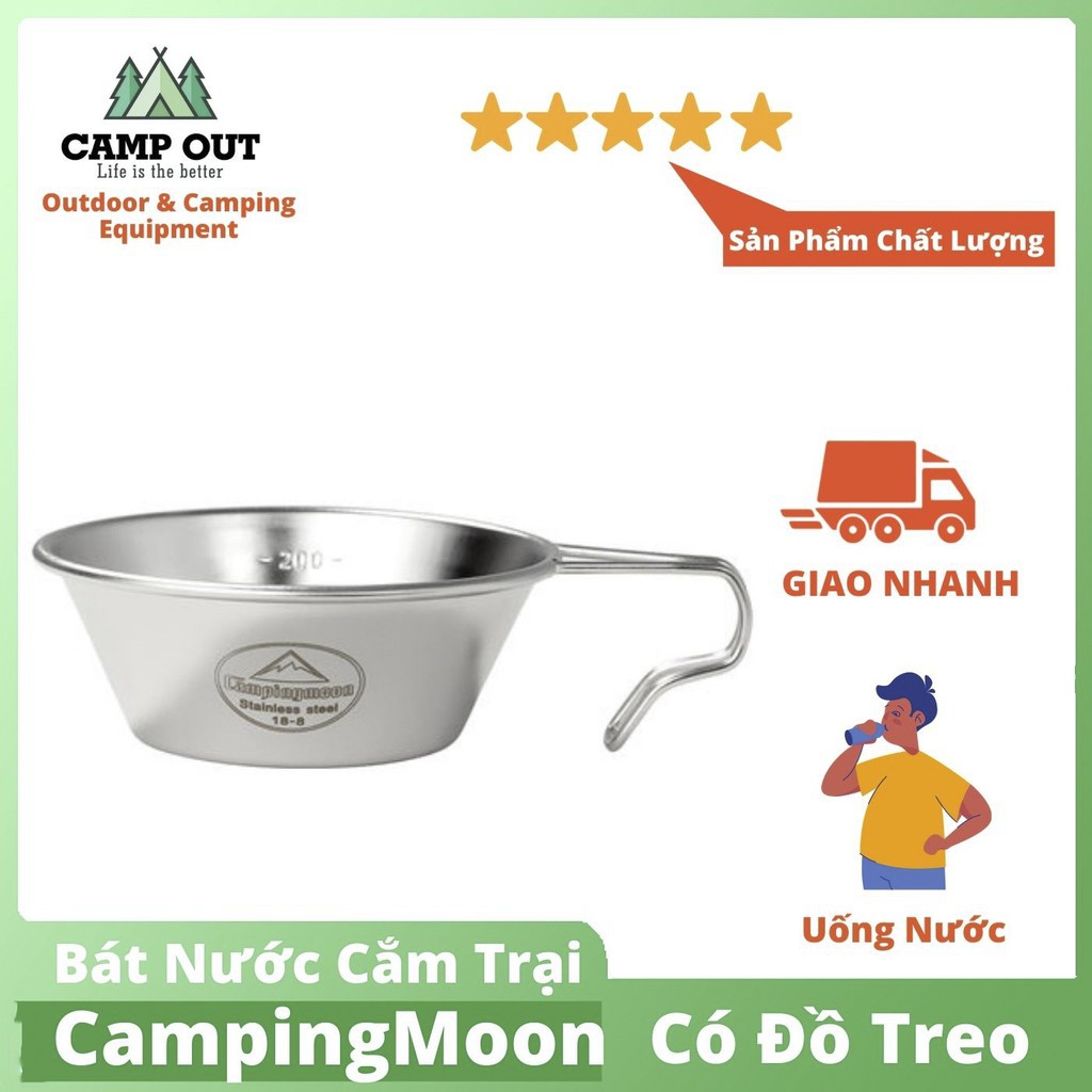 Campingmoon đồ cắm trại campoutvn campingmoon bát cắm trại du lịch dã ngoại nấu uống nhỏ gọn A080