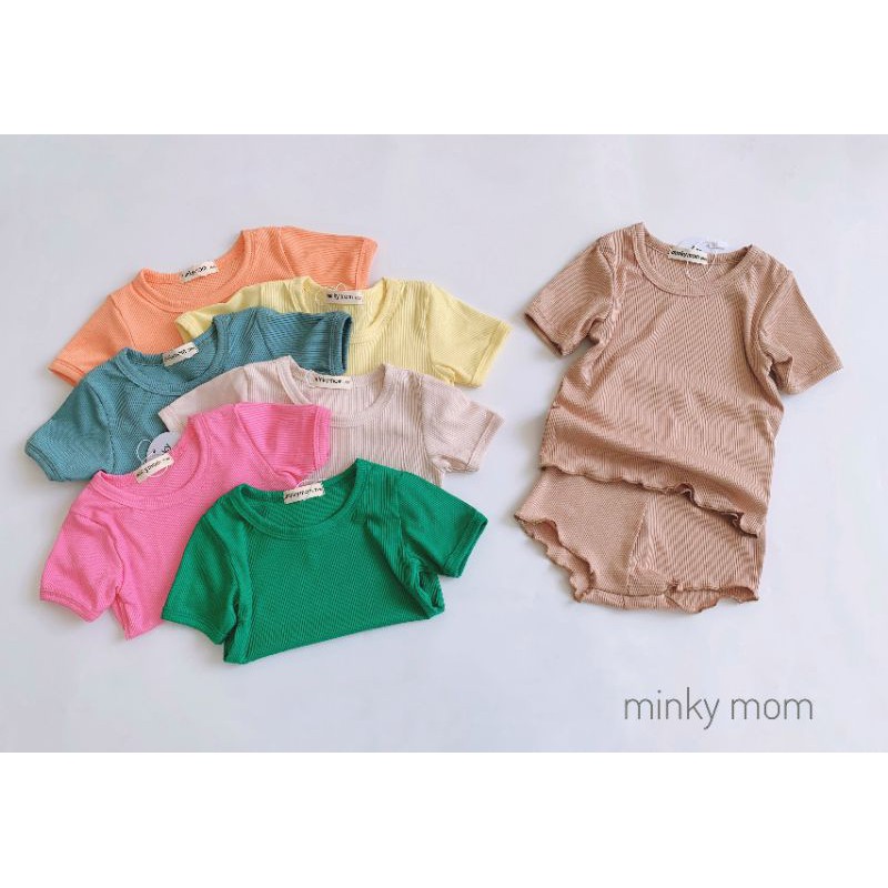 Set Bộ Đồ Minky Mom Cho Bé Chất Liệu Gân Tăm Mát Lạnh