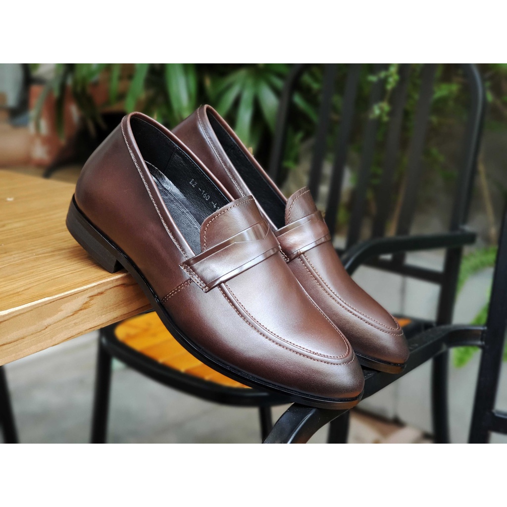 Giày Lười Loafer Tăng Chiều Cao Da Bò Nguyên Tấm Santoro Mã TCM575