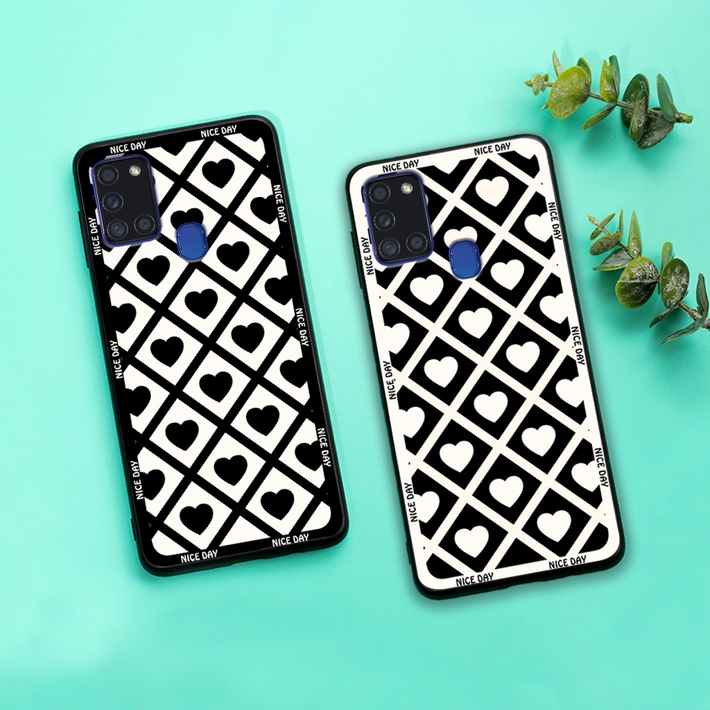 Ốp lưng Samsung A21s - M21/M30S - M31 in hoạ tiết caro trái tim đen trắng, gấu bear cute đáng yêu