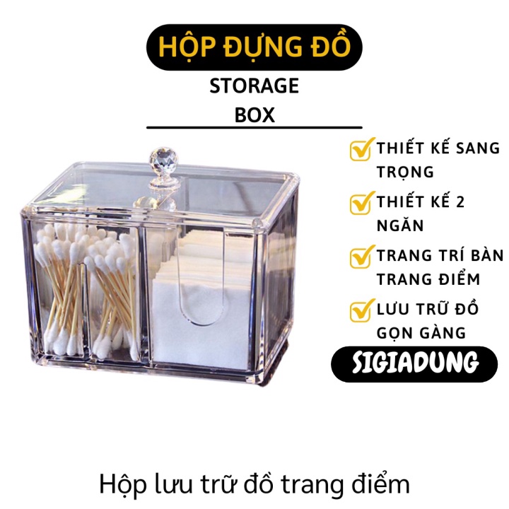 [SGD] Hộp Đựng Bông Tẩy Trang - Khay Kệ Đựng Son, Tăm Bông Trong Suốt, Không Bị Ố Màu 4925