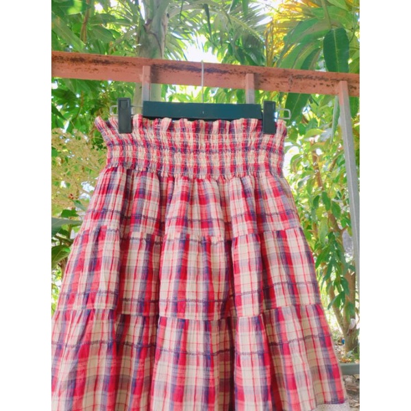 CHÂN VÁY XÔ NHẬT CA RÔ ĐỎ