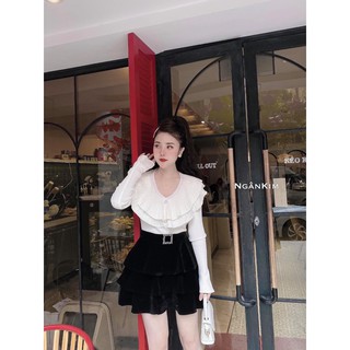 Chân váy nhung tầng