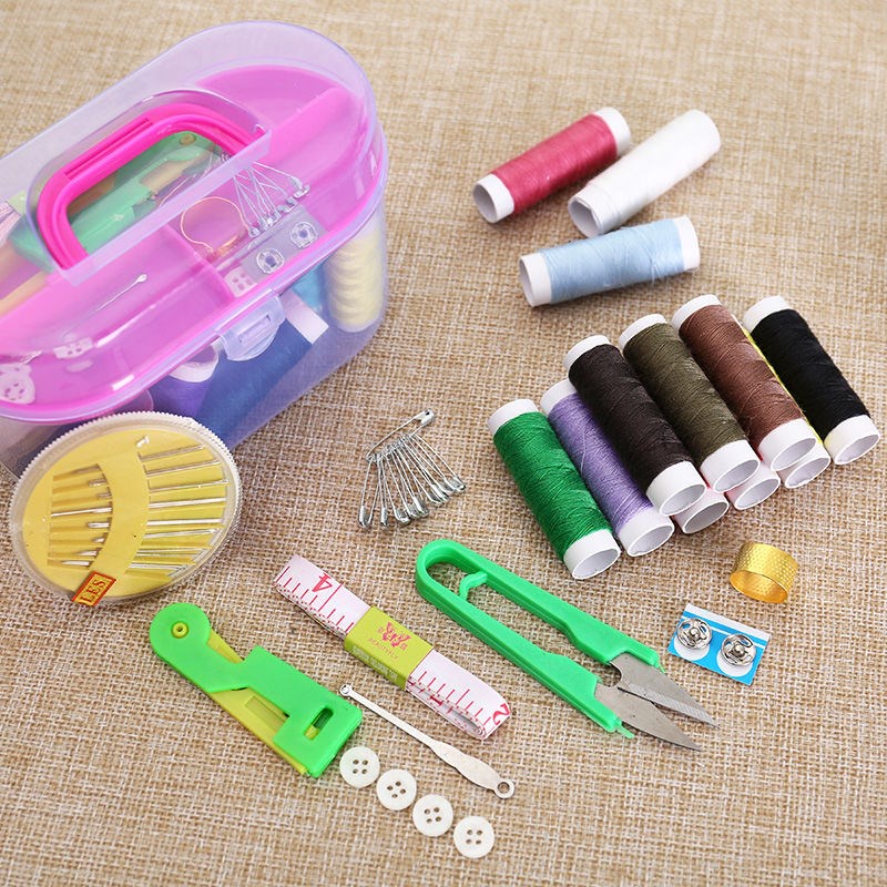 Bộ Kim Chỉ Khâu Vá Đa Năng - Hộp Kim, Chỉ, Kéo, Kim Băng, Thước Dây, Xâu Kim - 45 Món Cực Đa Năng CÓ KÉO CẮT CHỈ