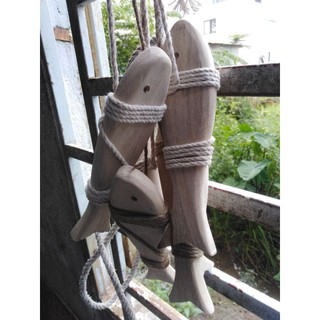Cá gỗ mộc để trang trí