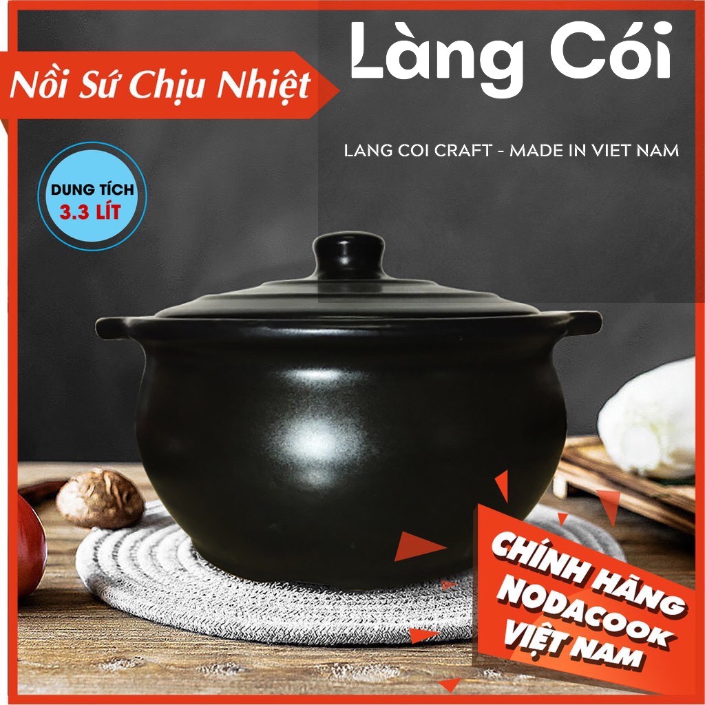 Nồi đất kho cá Nodacook 3L - Làng Cói Craft phân phối