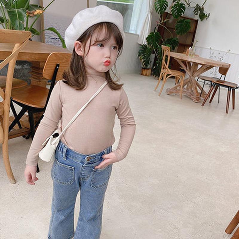 Áo thun tay dài mềm mại phong cách Hàn Quốc thời trang xuân thu cho bé gái