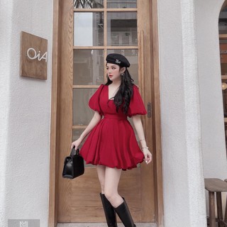 Đầm cổ vuông dáng xòe phong cách công chúa Hàn Quốc | MeiMei Studio