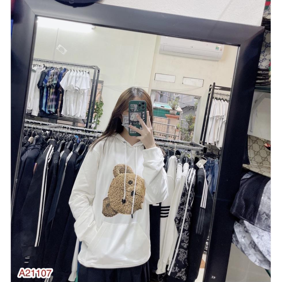 [Free Ship] Áo nỉ mũ hoodie mũ có túi ngang in hình gấu siêu hot_Áo nỉ thu đông hoodie nam