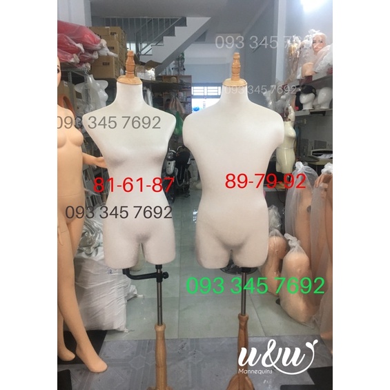 COMBO 2 Manocanh nhung nam Nữ size s và M chân gỗ