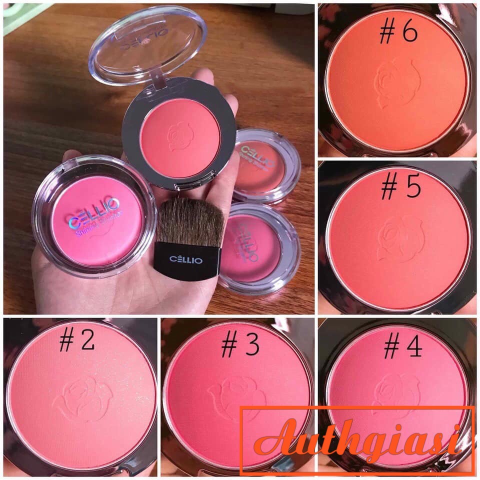 Phấn má Cellio Shining Blusher kèm chổi má