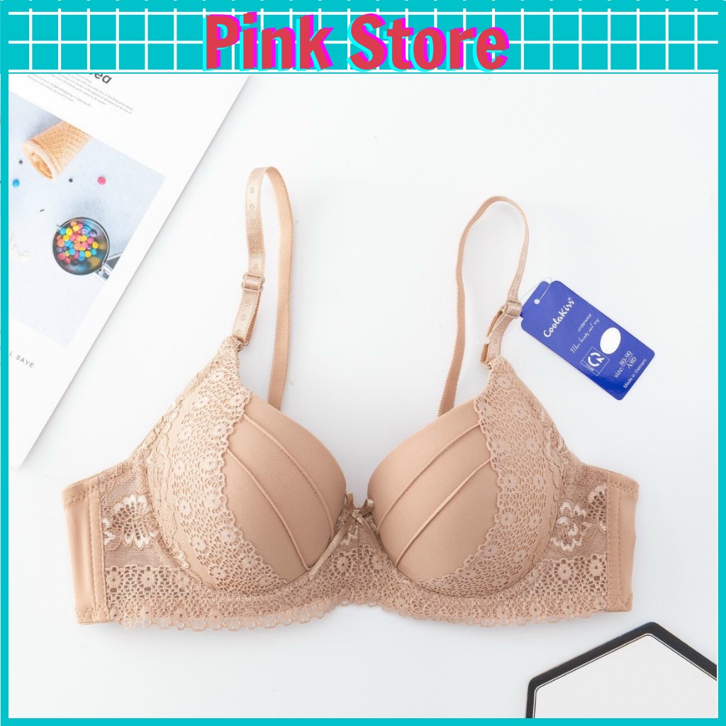  Áo Lót Nữ Có Gọng Phối Ren Nâng Ngực Đệm Vừa Đính Nơ Mềm Mại PINK STORE AN788