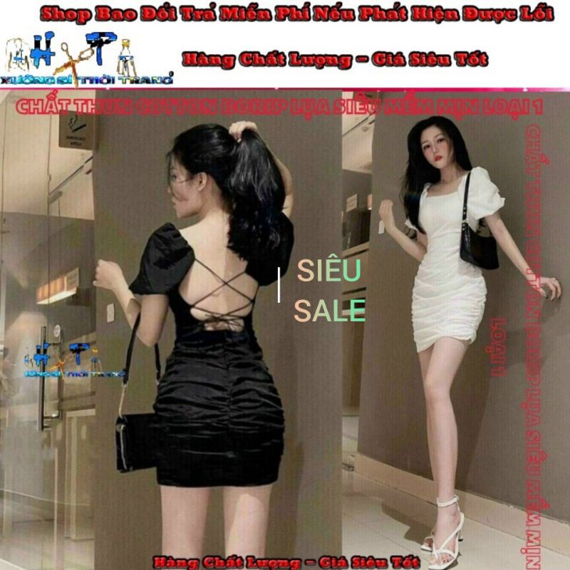 Đầm Ôm Body Nữ Đan Dây Hở Lưng Cổ Vuông Tay Ngắn Có Mút Ngực Siêu Hot 2021 - Hàng Có Sẵn -VD26 | BigBuy360 - bigbuy360.vn