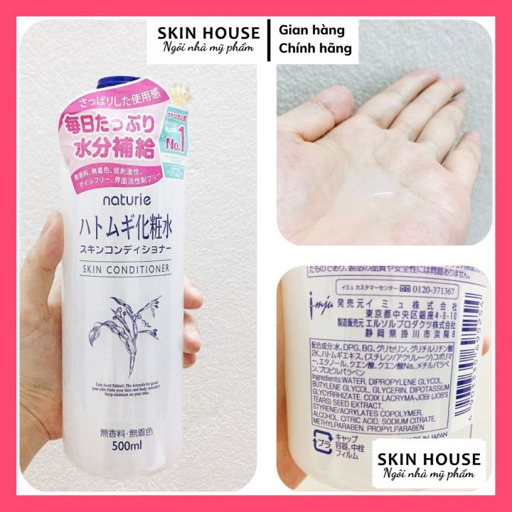 Nước Hoa Hồng Naturie Hatomugi Skin Conditioner 500ml Ý Dỹ