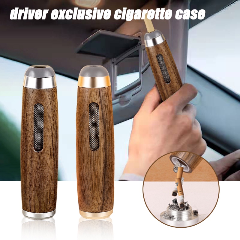 Gạt Tàn Thuốc Mini Cầm Tay Bằng Gỗ Chống Bay Kèm Giá Đỡ Bằng Gỗ Dùng Làm Quà Tặng Cho Nam