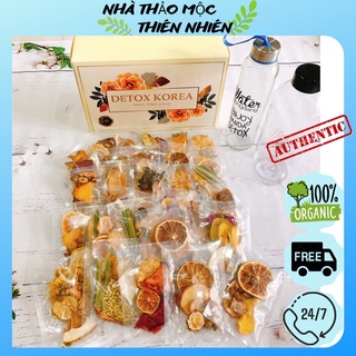 30 gói trà detox hoa quả sấy khô DETOX KOREA giảm cân (kèm bình nhựa pongdang 1000ml )