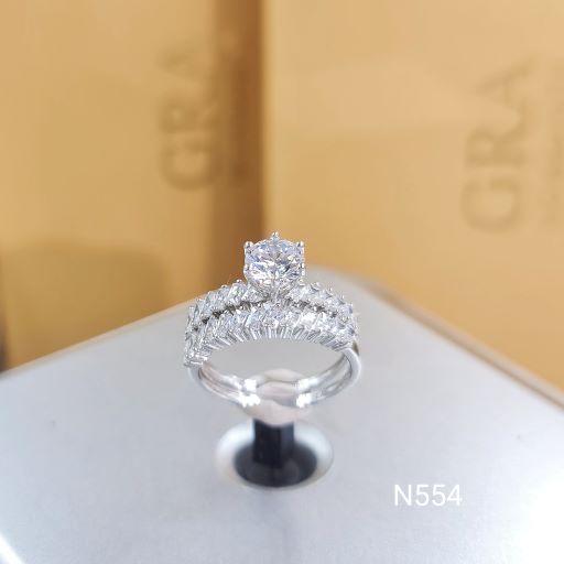 Nhẫn set 2 chiếc bạc Ý S925 MiASJ N554 nhẫn cặp nhẫn nữ nữ nạm đá cao cấp, sang trọng