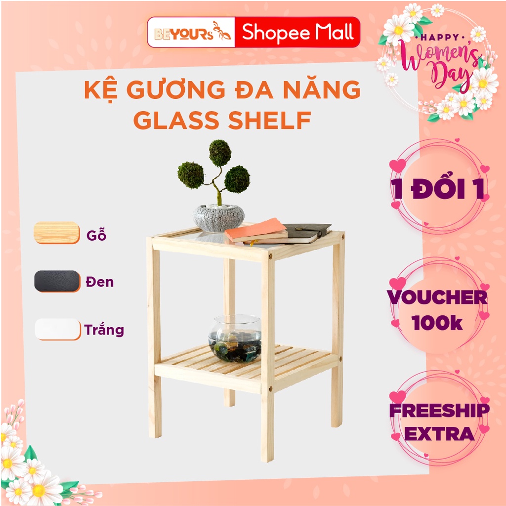 Tủ Kệ Đầu Giường Gỗ BEYOURs Đa Năng GlassShelf Nội Thất Phòng Ngủ Lắp Ráp Dễ Dàng